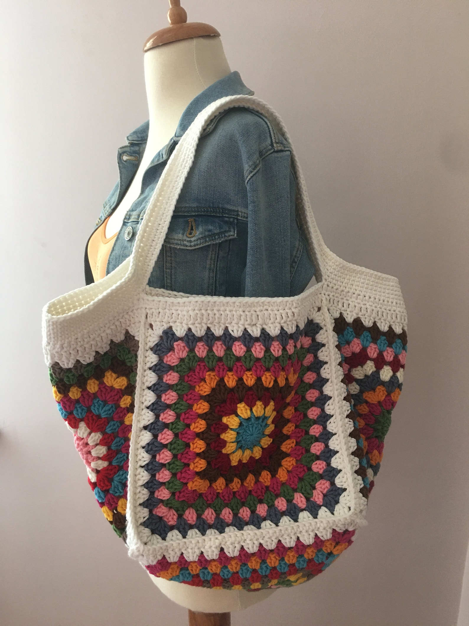 White Granny Square Bag Gift for Women Crochet Bag Boho - Etsy