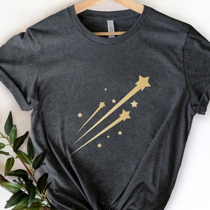Shooting Star Shirt, Star Shirts, Celestial Shirt, Men's Star Shirt, Golden Stars Shirt, Funny Shirt, Comet Shirt, Golden Falling Star Shirt