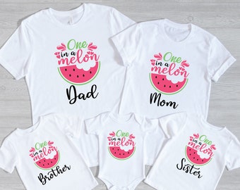 One in a Melon Custom Shirts, One in a Melon Family Matching Shirt, One in a Melon Birthday Shirts, First Birthday, Melon Party