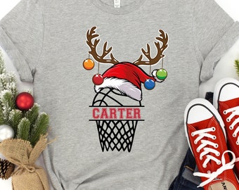 Basketball horn Christmas Shirt, Merry Christmas Shirt, Basketball game shirt, Christmas Basketball Ball Santa Hat Shirt