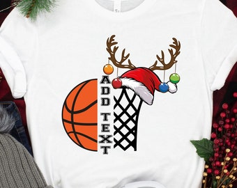 Basketball horn Christmas Shirt, Merry Christmas Shirt, Basketball game shirt, Christmas Basketball Ball Santa Hat Shirt