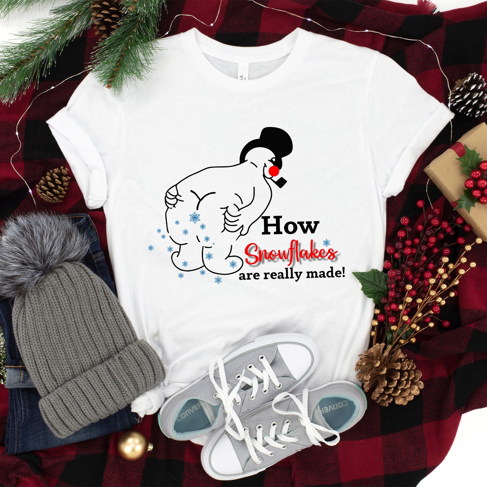 How Snowflake Are Really Made Shirt, Hilarious Snowman Tee, Winter Tee, Funny Snowman Tshirt, Perfect Christmas Gift, Festive Shirt for the Holidays