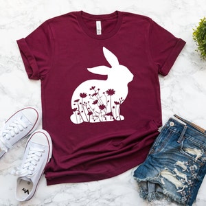 Floral Rabbit Shirt, Cute Floral Rabbit Shirt, Rabbit Lover Gift, Nature Lover Shirt, Animal Lover Shirt, Easter Gifts, Family Easter Gift