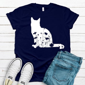 Floral Cat  shirt, Cat shirt, Floral Cat shirt, Cat cut shirt, Cat paper cut shirt, Cat clipart shirt, Floral shirt, Cat Lover Shirt