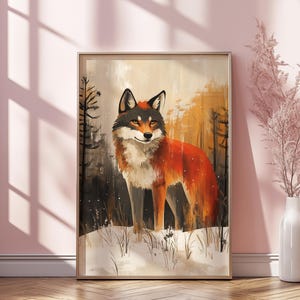 Printable Wall Art, Wolf in the Forest, Wolf Poster Design, Digital Download