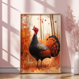 Printable Wall Art, Turkey in the Forest, Turkey Poster Design, Digital Download