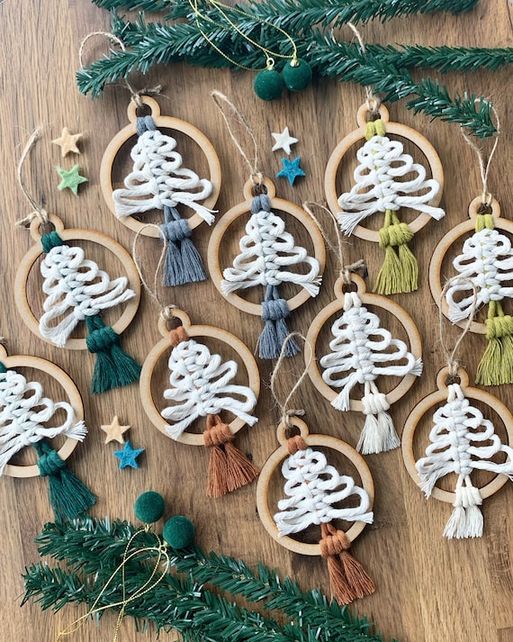 Macrame Christmas Tree Baubles Decorations Handmade Xmas Ornaments