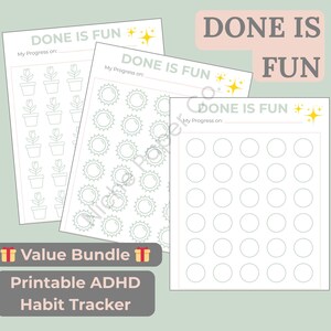 ADHD Habit Tracker Printable – 30-Day ‘Done is Fun’ Progress Chart for Neurodivergent Motivation