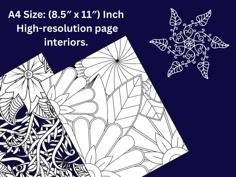 50 Flowers Coloring Pages Files ready for print Adult coloring book Floral coloring book Coloring book for relaxation PDF image 3