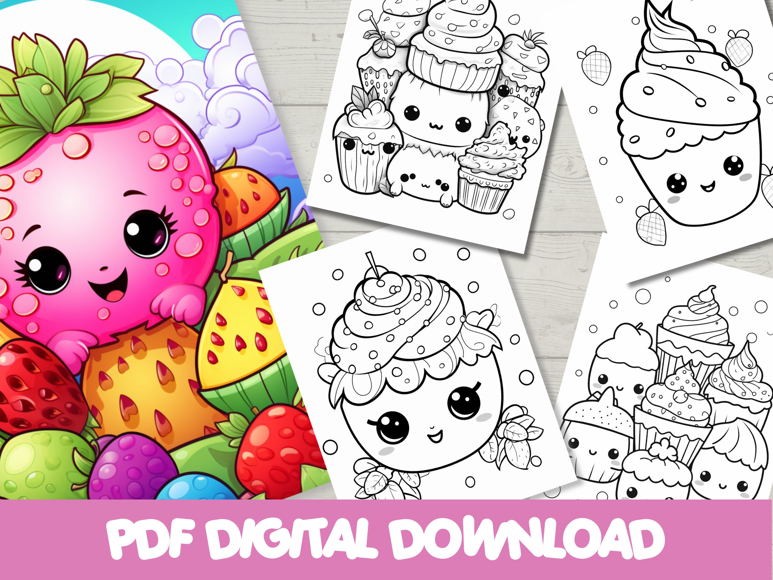 200 Cute Kawaii Coloring Pages for Kids, Printable Kawaii Coloring Pages, Kawaii Coloring Book ...