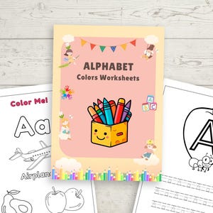 Hojas de trabajo para colorear el alfabeto para preescolar y jardín de infantes / Divertida actividad para colorear el ABC y hojas imprimibles de reconocimiento de letras