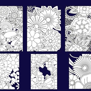 50 Flowers Coloring Pages Files ready for print Adult coloring book Floral coloring book Coloring book for relaxation PDF image 5
