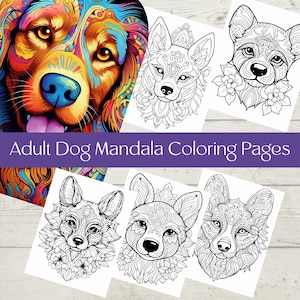 Adult Dog Mandala Coloring Pages Zentangle Dog Design, Intricate Animal Art, Stress Relief Adult Coloring Sheet, Mindful & Relaxing Therapy