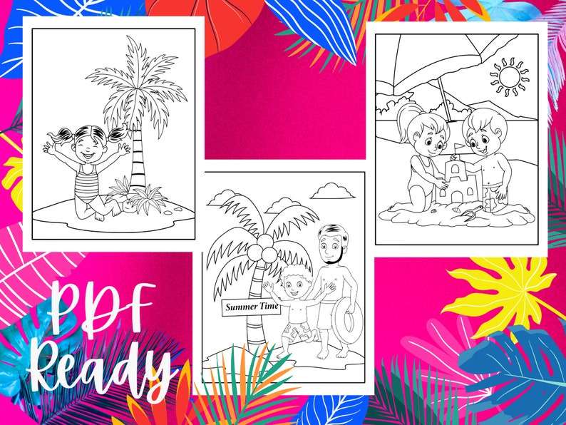 Coloring Book, Summer Coloring Pages for Kids, Printable Coloring