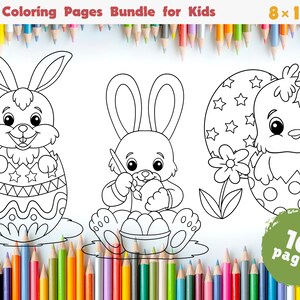 Easter Coloring Pages Bundle for Kids, Easter coloring pages, Easter coloring pages, Easter egg coloring pages, Cute Easter coloring pages