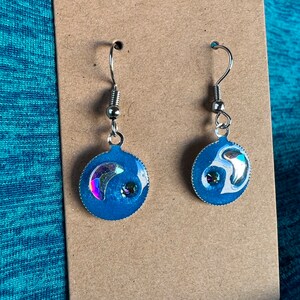 Moon and Star Whimsical Dangly Earrings
