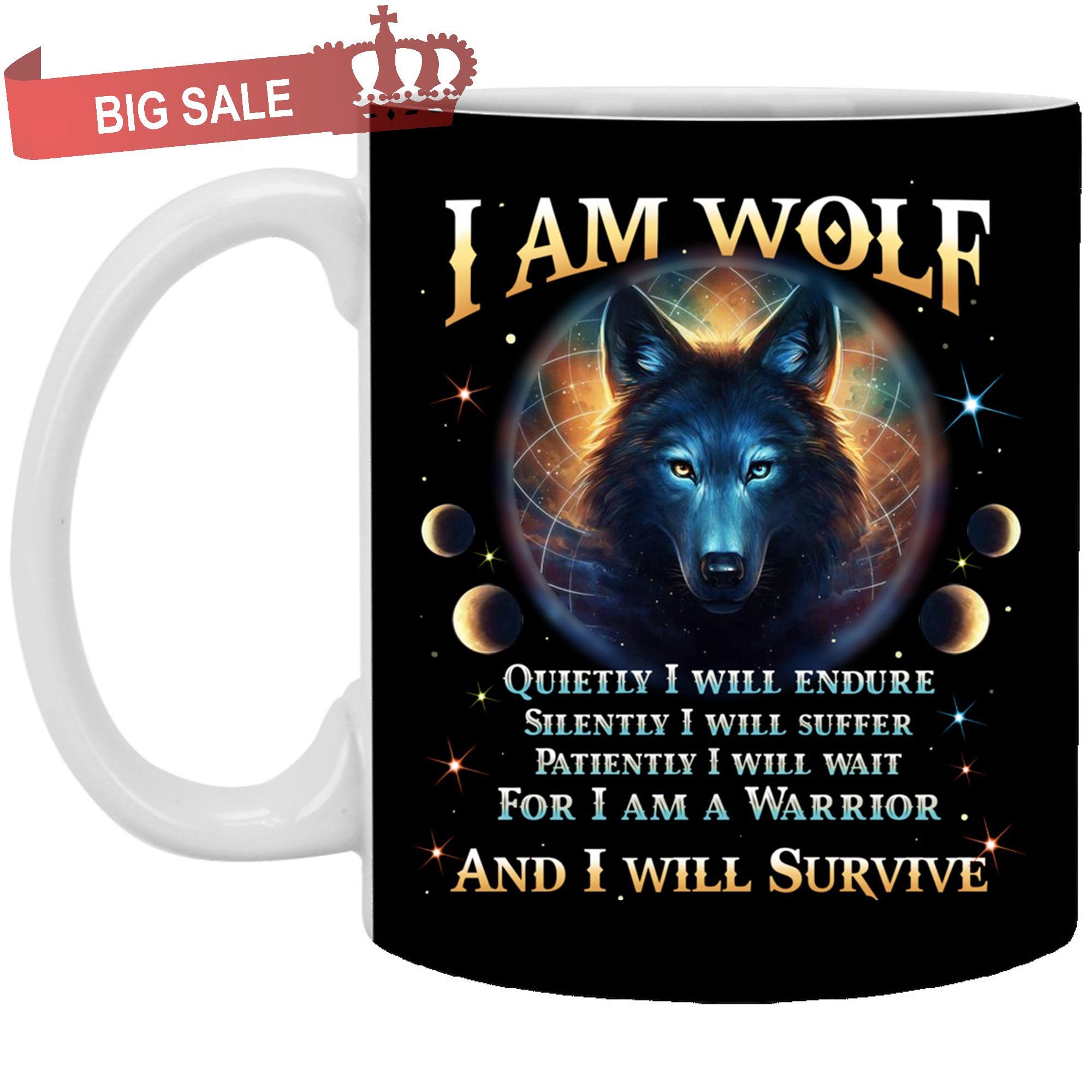 I Am Wolf Quietly I Will Endure Silently I Will Suffer Coffee Etsy