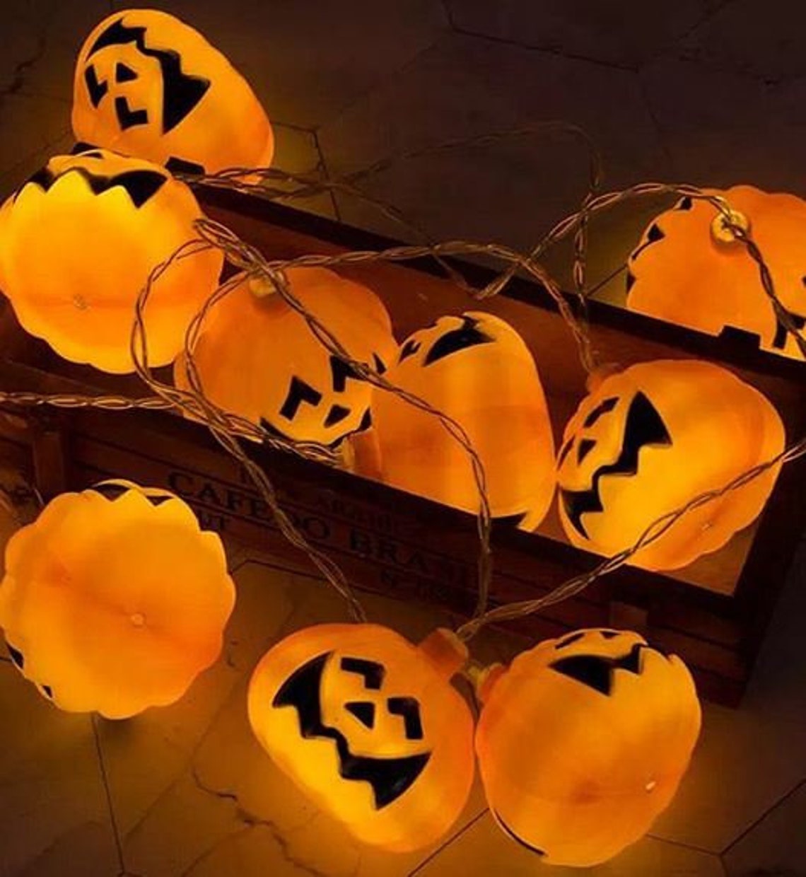 PUMPKIN ON HALLOWEEN Garland Wire Lights Garland Led Lights Etsy