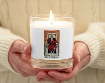 Der Kaiser Tarot Karte - Glas Sojawachskerze