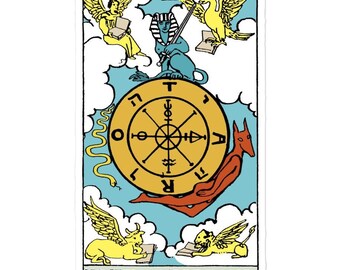 Adesivo de carta de tarô Roda da Fortuna