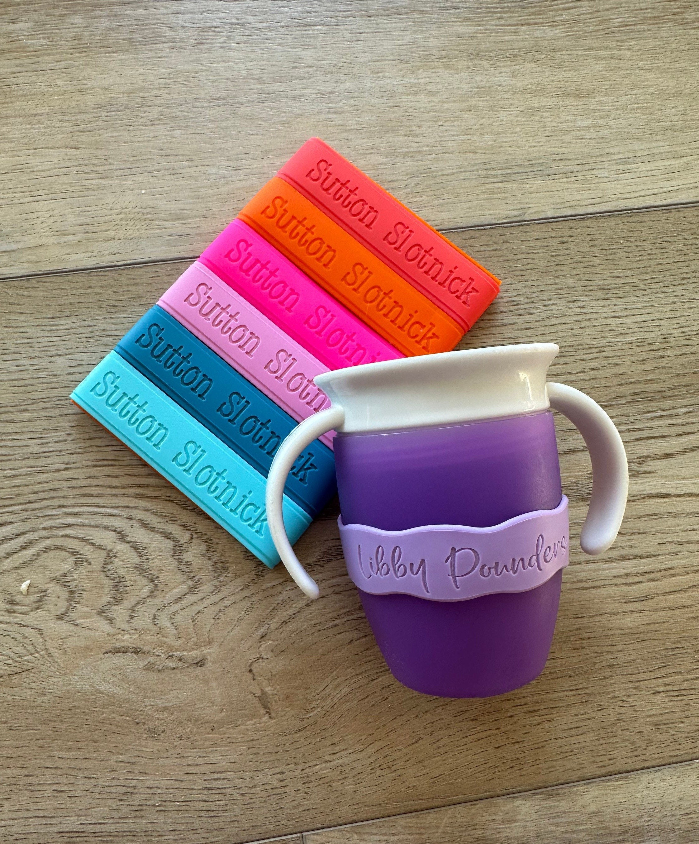 Personalized water bottle bands / baby bottle label/ sippy cup label / bottle bands / personalized drink bands / silicone bottle band/