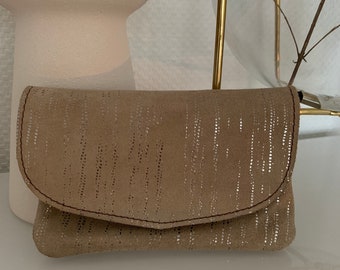 Pochette aus Wildleder | kleine Leder Clutch | Portmonaie – beige