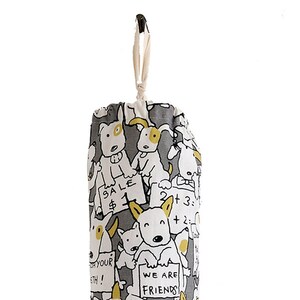 Hunde Plastiktütenhalter und Spender, Einkaufstasche Aufbewahrungssocke. (Heavyduty Canvas Baumwolle)