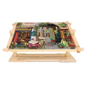 Embroidery Hoop Stand - Adjustable Cross Stitch Scroll Frame, Beech Wood Quilting Holder for Q-snap Frames