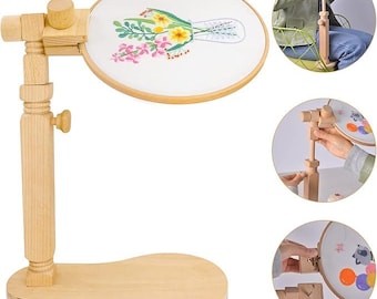 Adjustable Embroidery Hoop Stand, Cross Stitch Stand Embroidery Hoop Stand Holder Wood Easy Operation