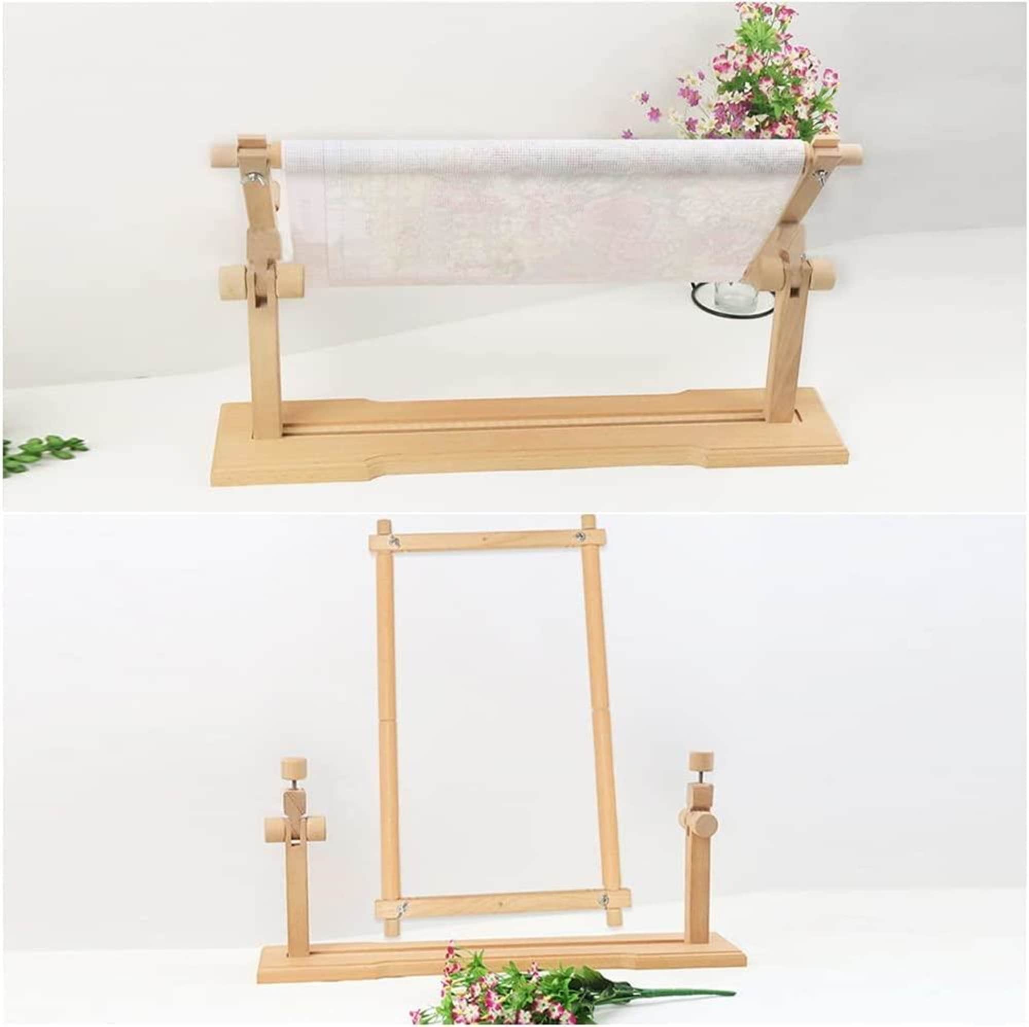 Embroidery Hoop Stand - Adjustable Cross Stitch Scroll Frame, Beech ...