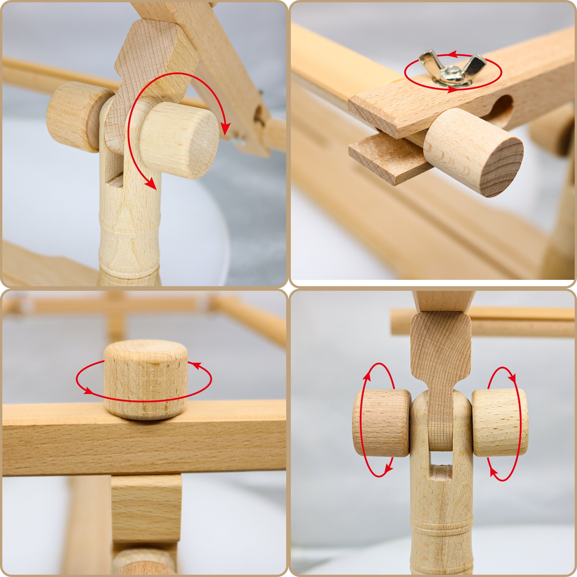 Embroidery Hoop Stand - Adjustable Cross Stitch Scroll Frame, Beech ...