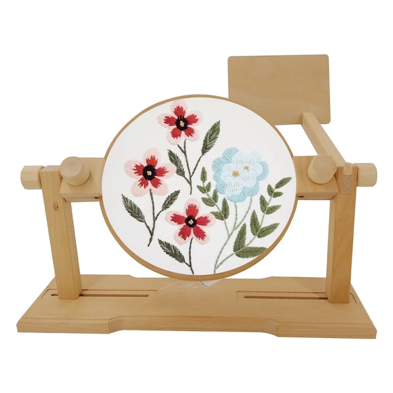 Table Embroidery Stand for Q-snap Frame, Wooden Cross Stitch Stand Holder  for 2 People Embroider, Adjustable Embroidery Hoop Holder 