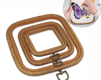 3 Pcs ABS Square Embroidery Hoop Clip Frame Set, Universal Embroidery Ring for Embroidery, Quilting, Cross-Stitch, Punch Needle