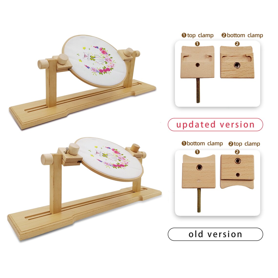 Size Adjustable Embroidery Stand Hoop Holder Round Beech Wood Etsy