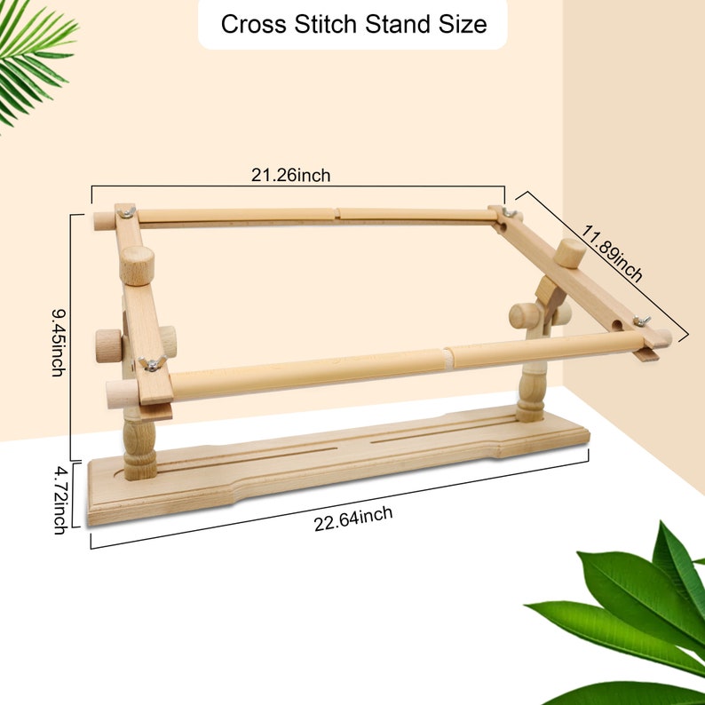 Embroidery Hoop Stand - Adjustable Cross Stitch Scroll Frame, Beech ...