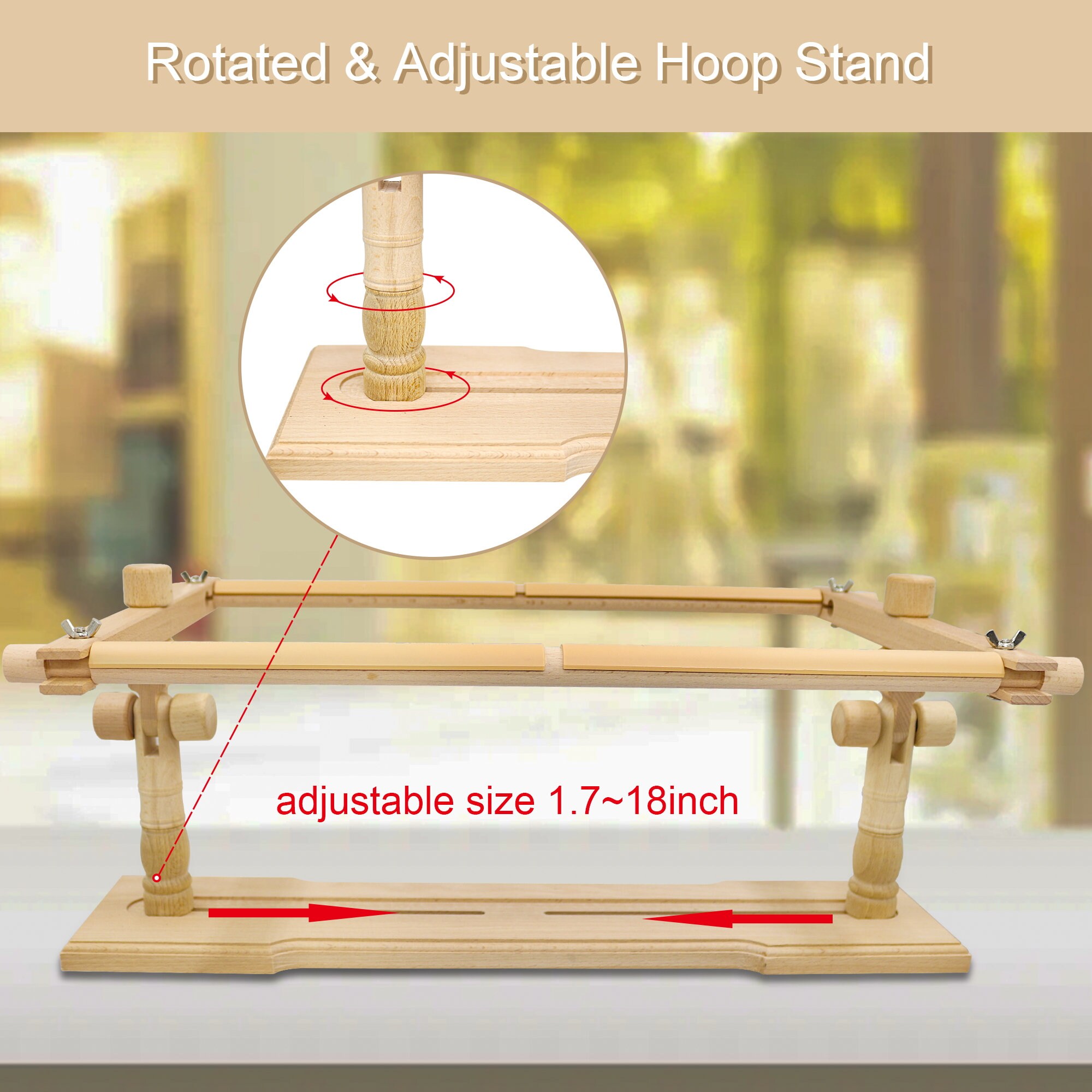 Embroidery Hoop Stand - Adjustable Cross Stitch Scroll Frame, Beech ...