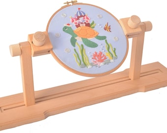 Adjustable Embroidery Hoop Stand, Wooden Cross Stitch Stand Holder for DIY Craft Sewing, Easy Operation Lifesaver Embroidery Supplies