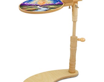 Beech DIY Embroidery Stand Set - No Embroidery Ring, 360 Rotation & Height Adjustable, Perfect for Beginner Embroidery, Craft Gifts