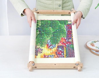 Embroidery Tapestry Scroll Frame, Detachable Cross Stitch Quilting Frame Fabric Holder for Needlepoint and Sewing Projects