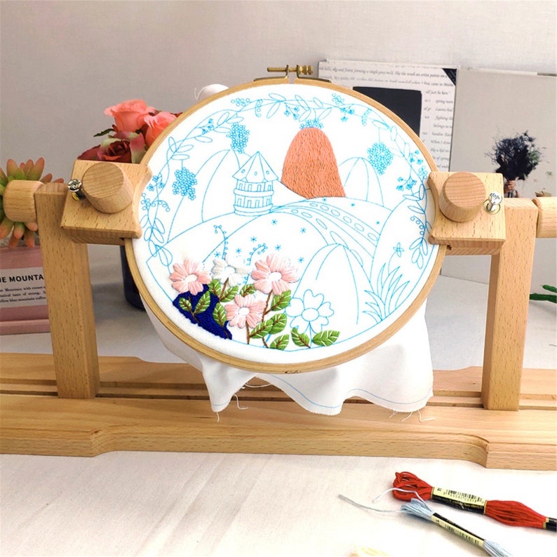 Size adjustable embroidery stand hoop holder round beech wood  etsy Size adjustable embroidery stand hoop holder round beech wood  etsy