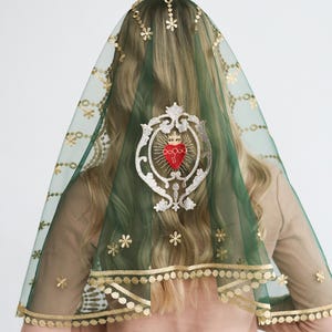NEW!! Green Mass veil, Infinity veil Mantilla, Faith Head Coverings Holy, Chapel Veils