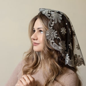 Our lady of Fatima veil , Catholic head covering veil for church, Catholic lace mantilla