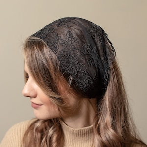 Black Headband Chapel Veil, black Lace Chapel Veil, Latin mass veil