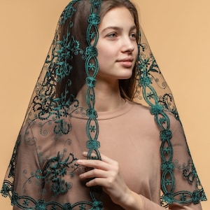 Gren chapel veil, Lace Chapel Veil Mantilla, church veil, lace veil headcovering