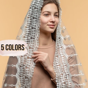 NEW!! Lace Chapel Veil Mantilla ,Triangle chapel veil, catholic veil for latin mass scarf religious head lace covering veil