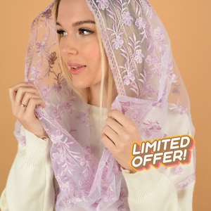 Limited Purple Infinity Veil, Limited Collection, Purple Veil  for church, Ivory Catholic Veil, Chapel Veils