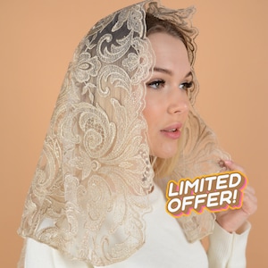 Limited Collection, Gold Mass veil, Gold veil Mantilla, Faith Head Coverings Holy, Chapel Veils