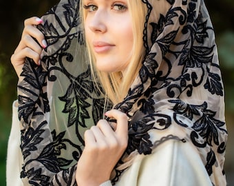 NEW!! Infinity Black Mass veil, Infinity black veil Mantilla,  Chapel Veils