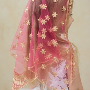 Babyhug Kids Veil With Floral Applique Free Size - Pink
