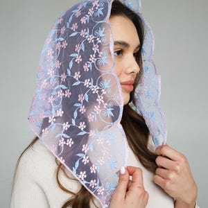 Lace chapel veil, lace veil Mantilla, latin Mass veil, Wrap Style Latin Mass, Lace Chapel Veil Mantilla, lace headcovering in church